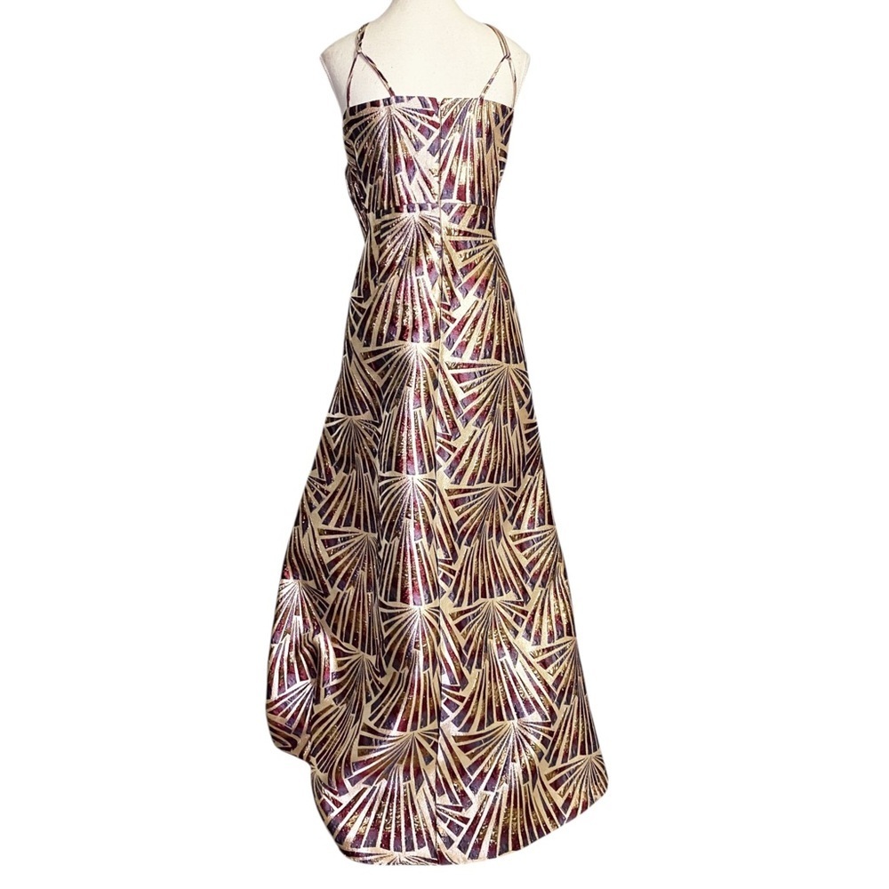 Night Way Collections Gold and Purple Art Deco Shimmer Formal Dress - Picture 2 of 16